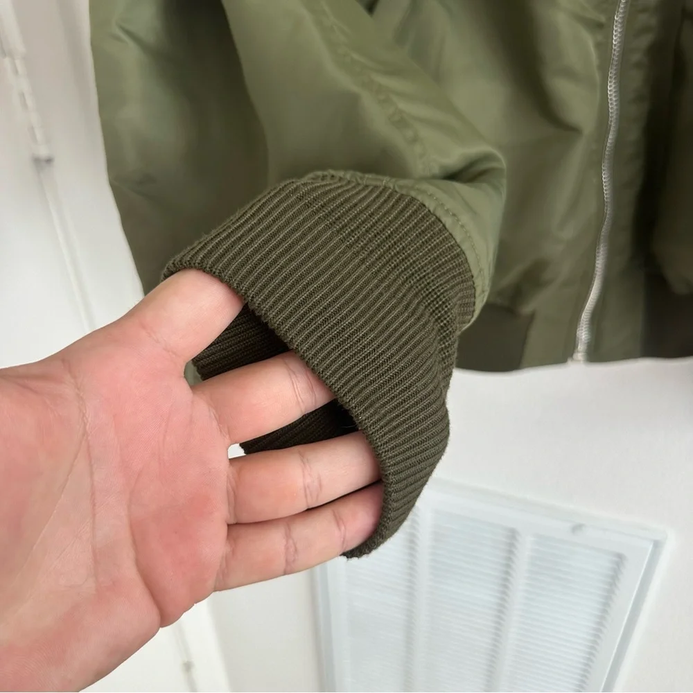 Lindafinegold ALF Reversible Olive Green and Orange Bomber Jacket Size: L